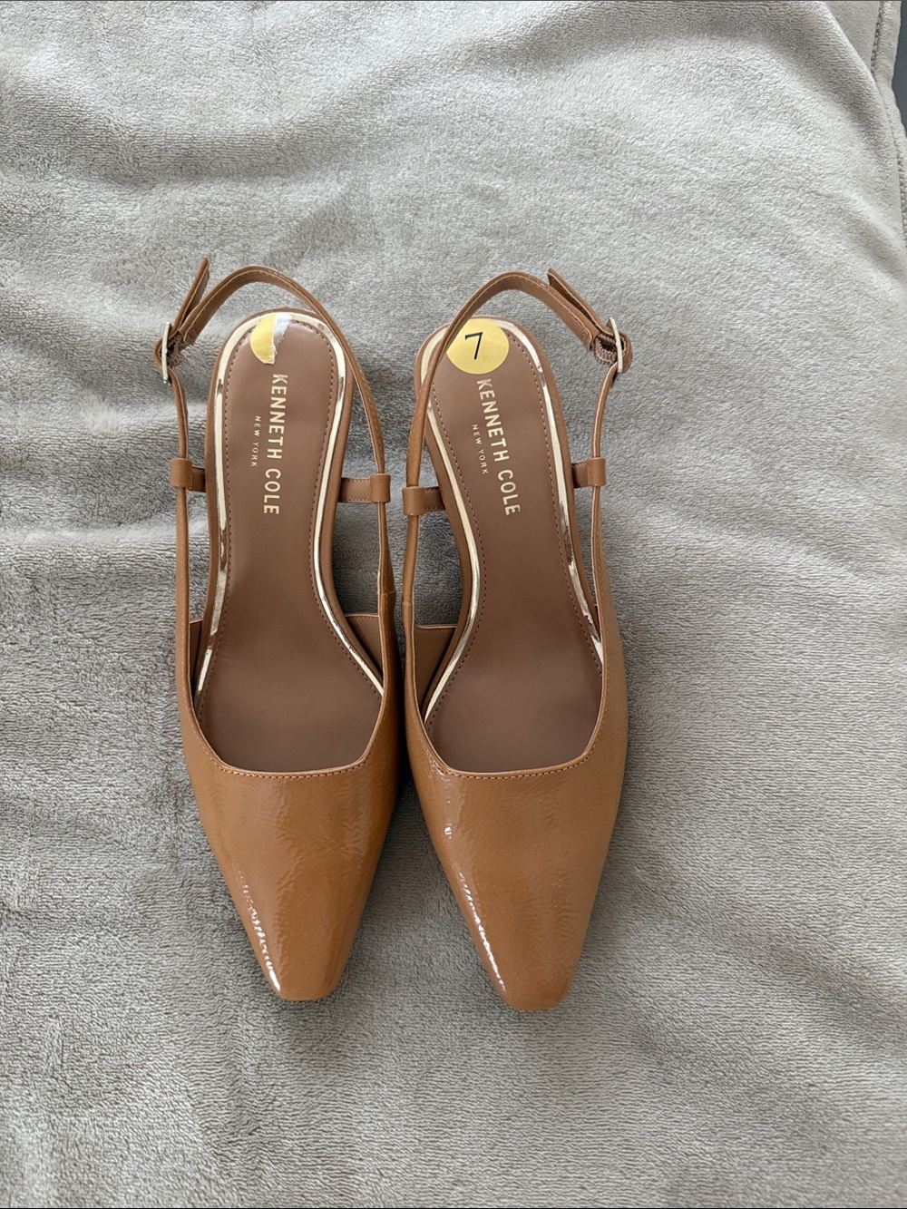 Kenneth Cole Women's Cognac Patent Slingback Pointed-Toe Flats